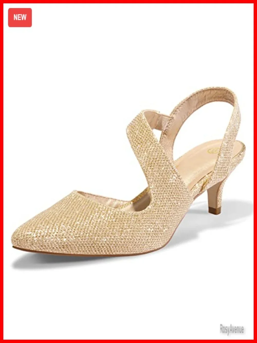 Kitten Heels Slingback Pumps Wedding Dress Shoes - Soft Cushioned Insole -